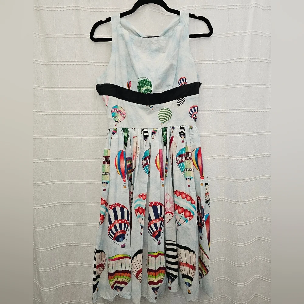 Unique Vintage Multicolor Hot Air Balloon Midi Dress - Picture 2 of 7